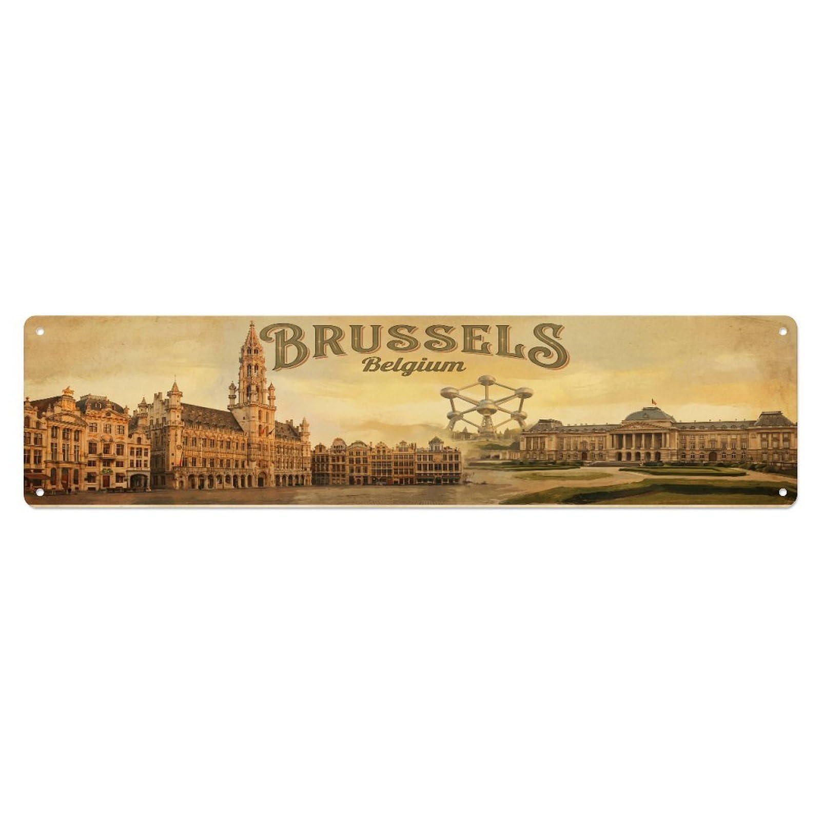 Tgrcjimh Style Metal Tin Sign Belgium Brussels Vintage Travel