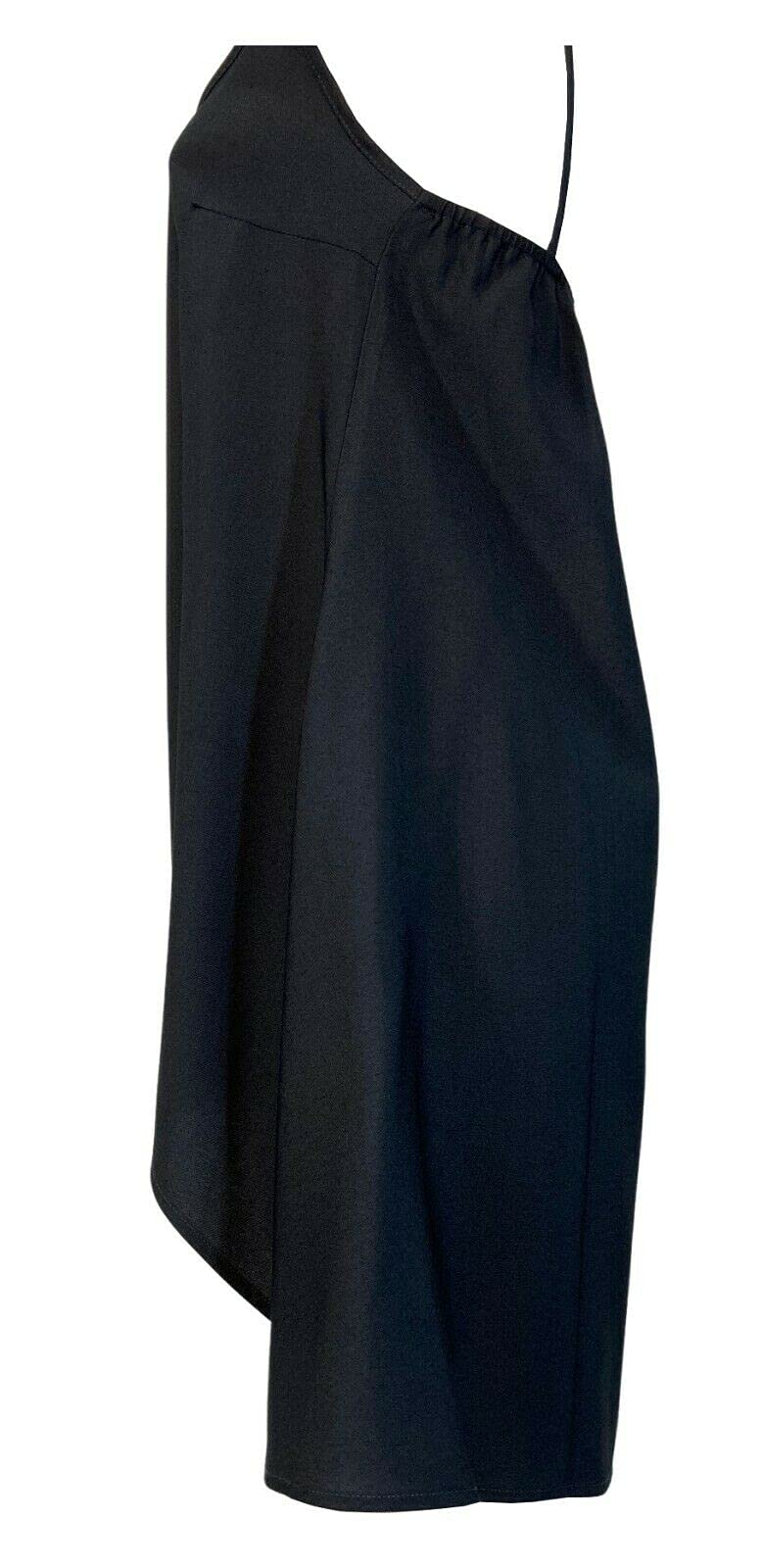 NEIRAMI Top Donna Lungo Asimmetrico Nero Art T360VI-N/S1 Made in Italy
