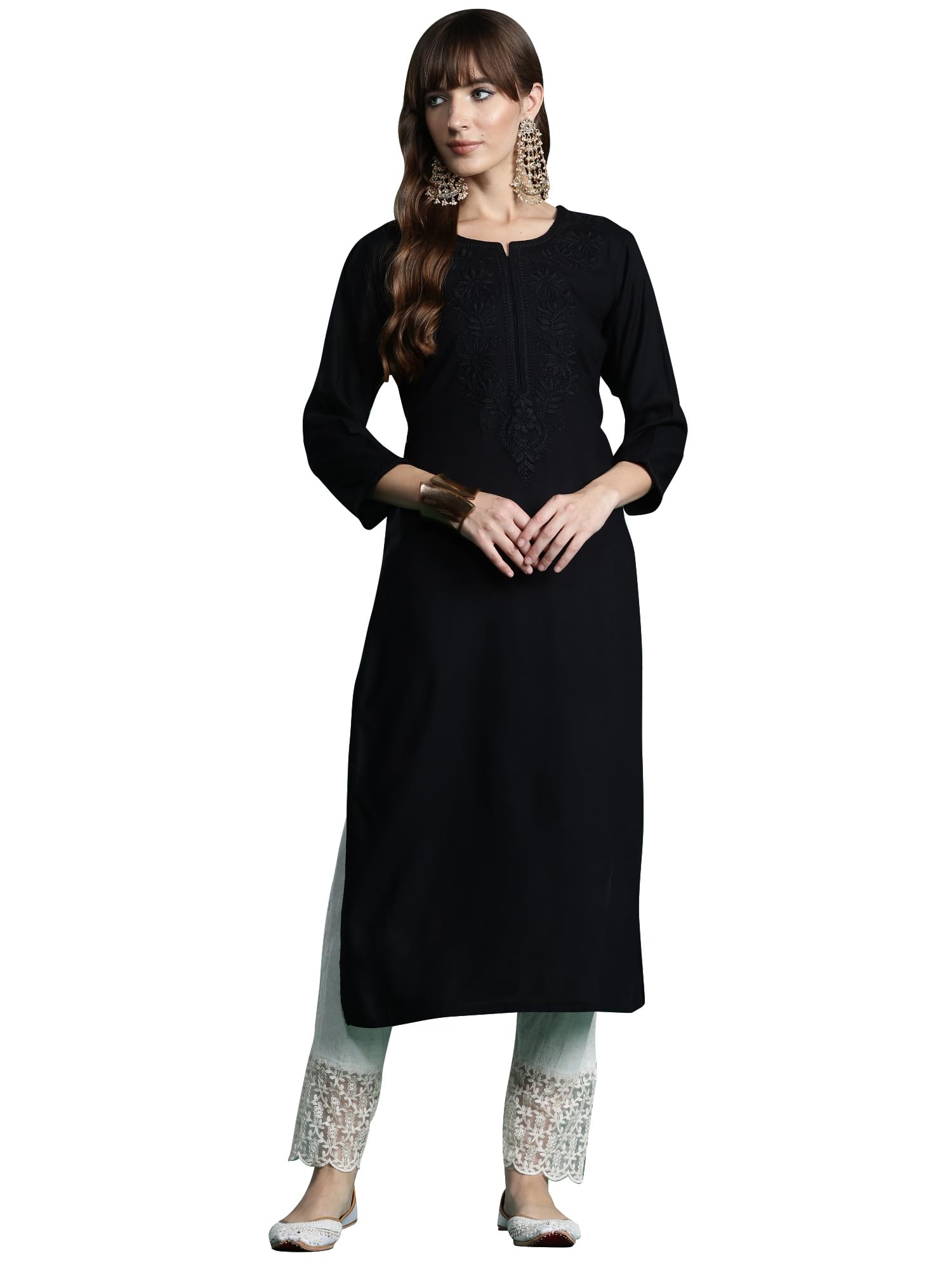 indo era Women's Viscose Rayon Straight Fit Embroide Straight Kurta (KT5WN10032)-picture-15
