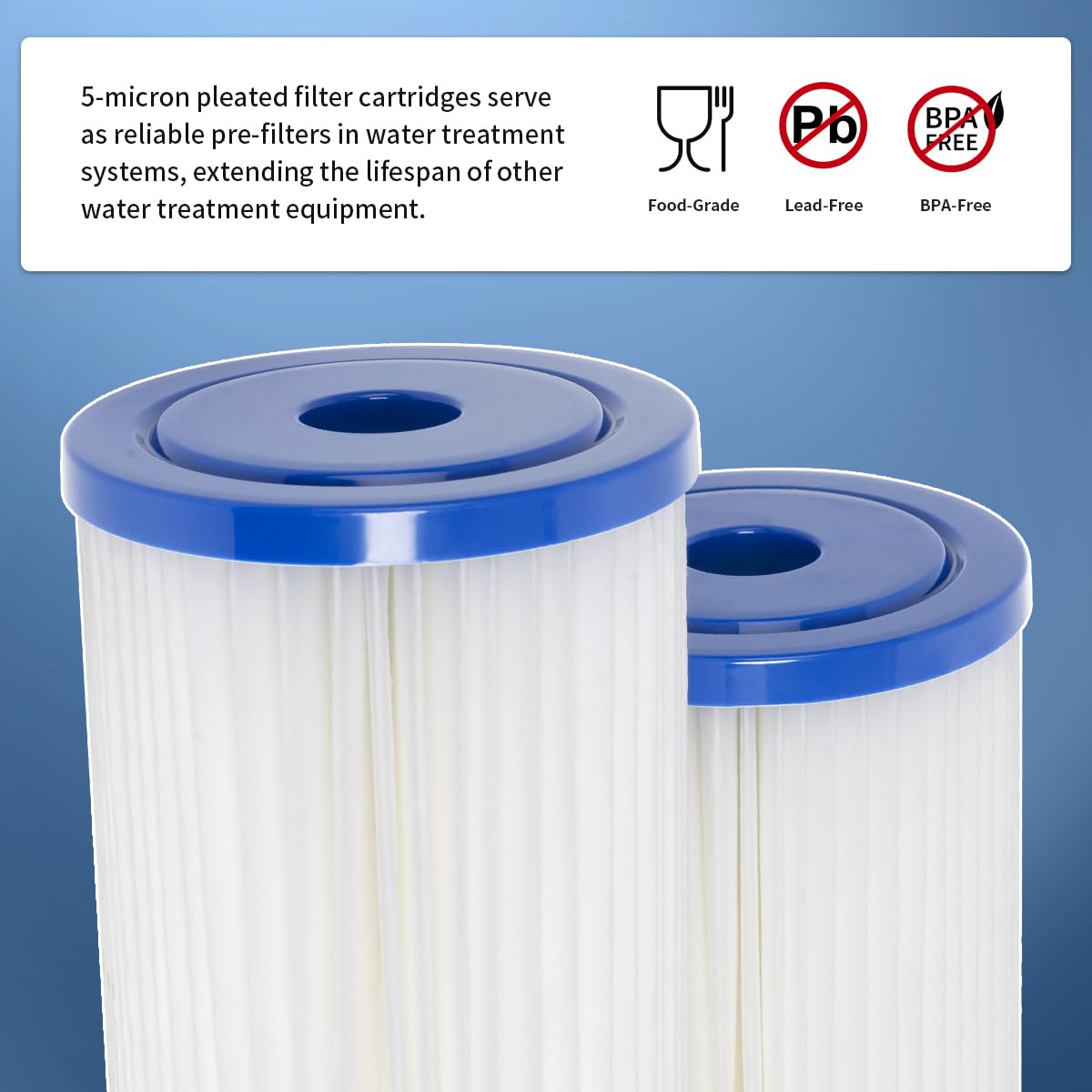 20" x 4.5" filtros sedimentarios plegables para agua de pozo compatible con ECP5-BB, AP810-2, HDC3001, SPC-45-1005, CP5-BB, ECP1-20BB, S1-20BB, S1-20BB, R30-20BB, R30-20BB,2 unidades
