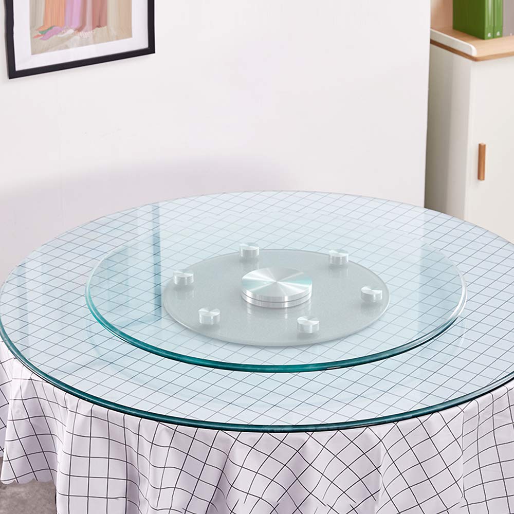 CHEWYNP Vassoio Girevole per Tavolo da Pranzo Girevole Trasparente in Vetro temperato per Cucina, dispensa, Piatto da Portata Liscio per armadietto