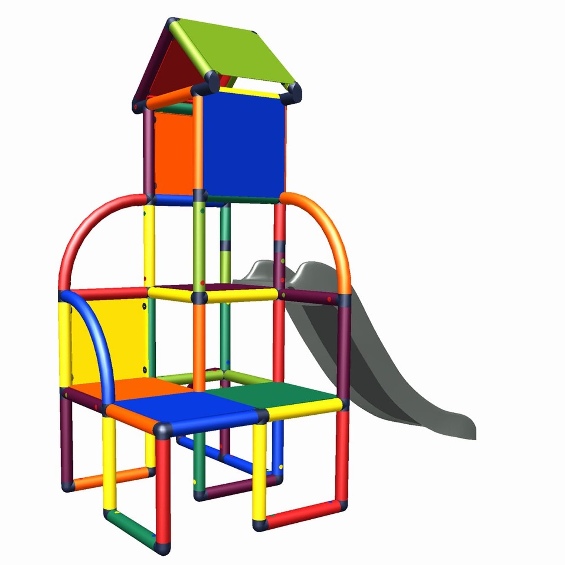 Move and stic Spielturm Toni mit Rutsche – Indoor & Outdoor Kletterturm mit Spielhaus – Modulares Klettergerüst aus UV-beständigem Kunststoff – Für Kinderzimmer, Spielzimmer & Garten
