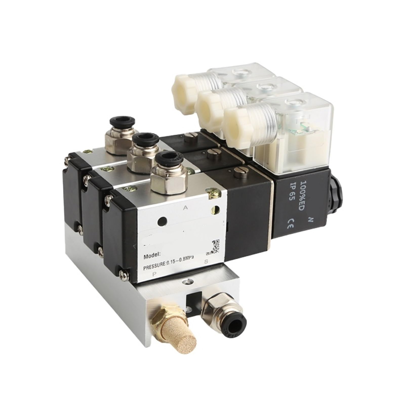 1 szt. 3V110-06 Blok elektromagnetyczny zawór elektromagnetyczny normalnie zamknięty z akcesoriami do tłumika kolektora podstawowego DC12V 24V AC 110V 220V 3 drzwi (DC24V 8 In 8 out, 3V110-3F)