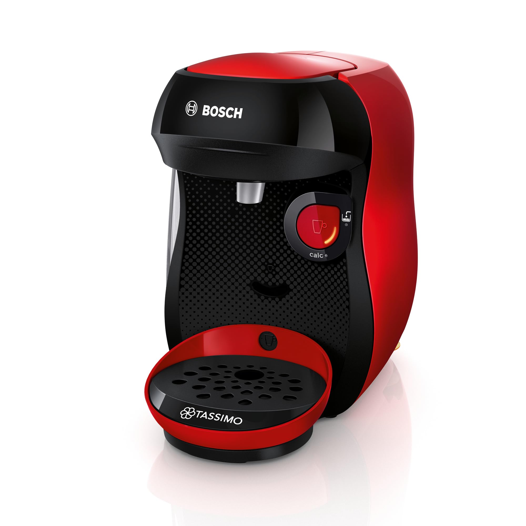 Bosch Machine à café multi-​boissons Tassimo Happy friendly, TAS103E, plus de 70 boissons chaudes, OneTouch, cafétière à dosettes, Intellibrew, rouge