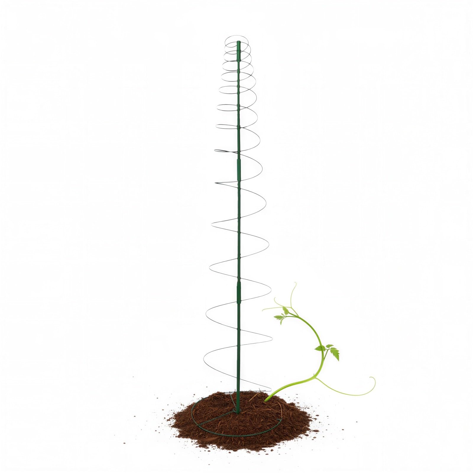 Erbsenrankhilfe, verstellbar von 18,4 bis 53,6 in, grüne Rankhilfe für Garten, 12,2 in Sockel, spiralförmiger Metall Kletterpflanzenkäfig für Topf Ranken, Stütze für Gurken und Blumen