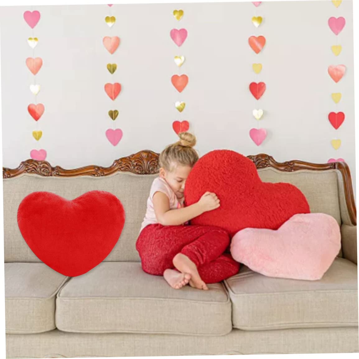Coussin Coeur Rouge Coussin Décoratif En Forme De Cœur En Peluche Rouge - 20cm, Doux, Pour Canapé, Lit, Cadeau Saint-Valentin