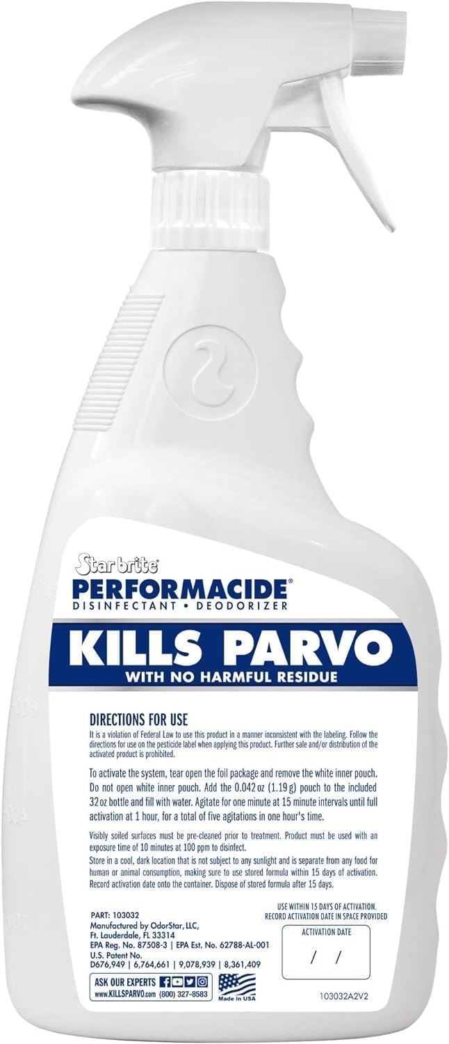 STAR BRITE PERFORMACIDE Home Kit - No-Rinse Disinfectant Deodorizer for Pet Surfaces - Kills Parvovirus, Ringworm, Feline Calicivirus, Avian Influenza (Bird Flu) 32 OZ Kit + 12 Refills