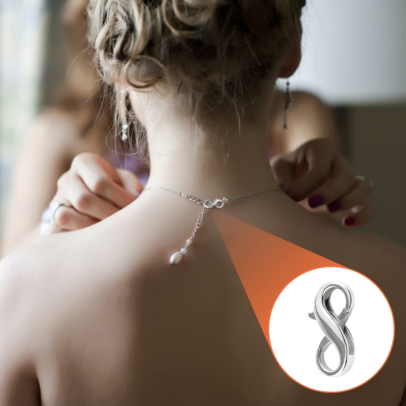 Moschettone Doppia Chiusura Argento Sterling 925 - 2 Pezzi Per Gioielli Fai Da Te, Collane, Bracciali - Foto 7