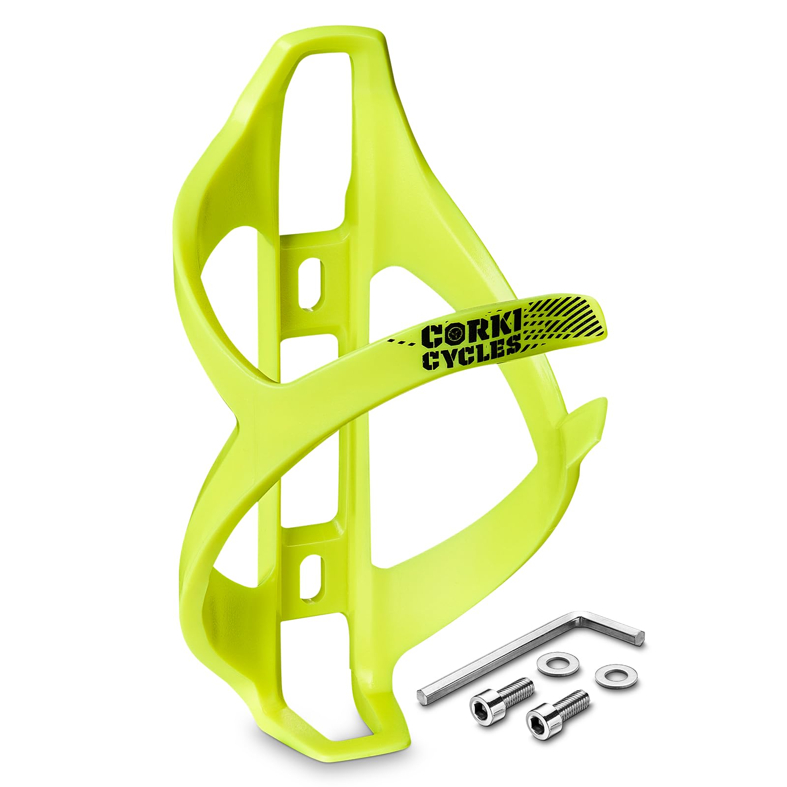 corki Cycles Bike Water Bottle Holder Right Side Load Water Bottle Cage for Road, MTB, Gravel Bicycle Yellow 1-Pack