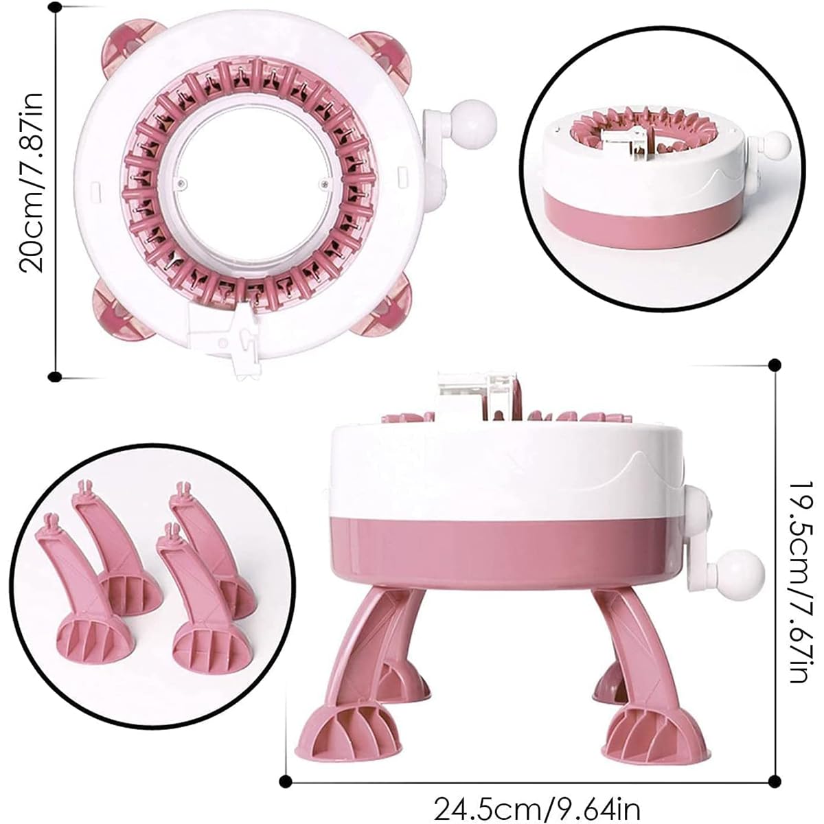 Tiardey 22-igłowa okrągła maszyna dziewiarska Smart Loom Knitting Board Obrotowy dwustronny zestaw do robienia na drutach do szalików, czapek, skarpetek, ubrań i nie tylko