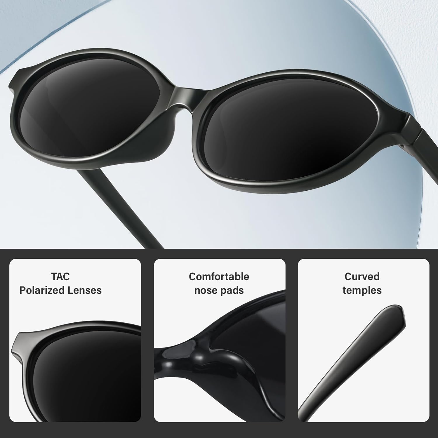 KUGUAOK Retro Oval Sunglasses for Women 90s Design Small Cat Eye Sun Glasses UV Protection Y2k Trendy Narrow Shades - Image 5