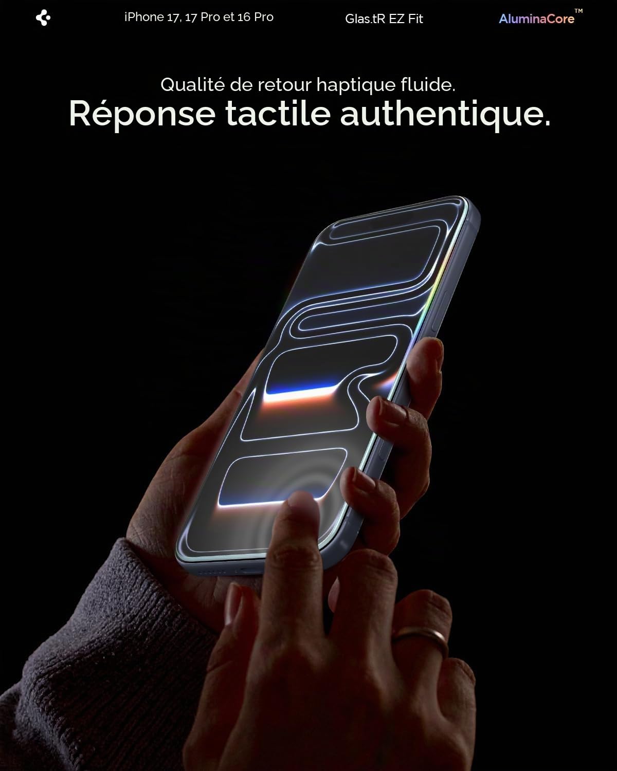 Spigen Glas.tR EZ Fit Verre Trempé pour iPhone 17, iPhone 17 Pro, iPhone 16 Pro, 2 Pièces, Installation Facile, Dureté 9H, Résistant aux Rayures, Protection écran