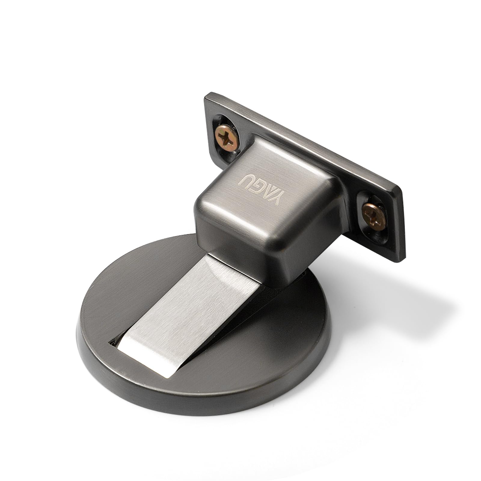 YAGU 1 Pack Invisible Magnetic Door Stopper, Zinc Alloy Door Catch with Dual Adhesive and Conceal Screw Mount No Drilling, Floor Mount Magnetic Door Holder for Bottom of Door (Dark Grey)
