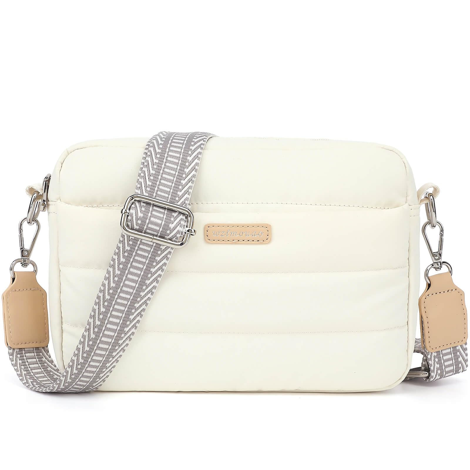 Puffer Crossbody Bags for Women, Lightweight Quilted Puffer Shoulder Bag, Cross Body Purse with Guitar Wide Strap Fit