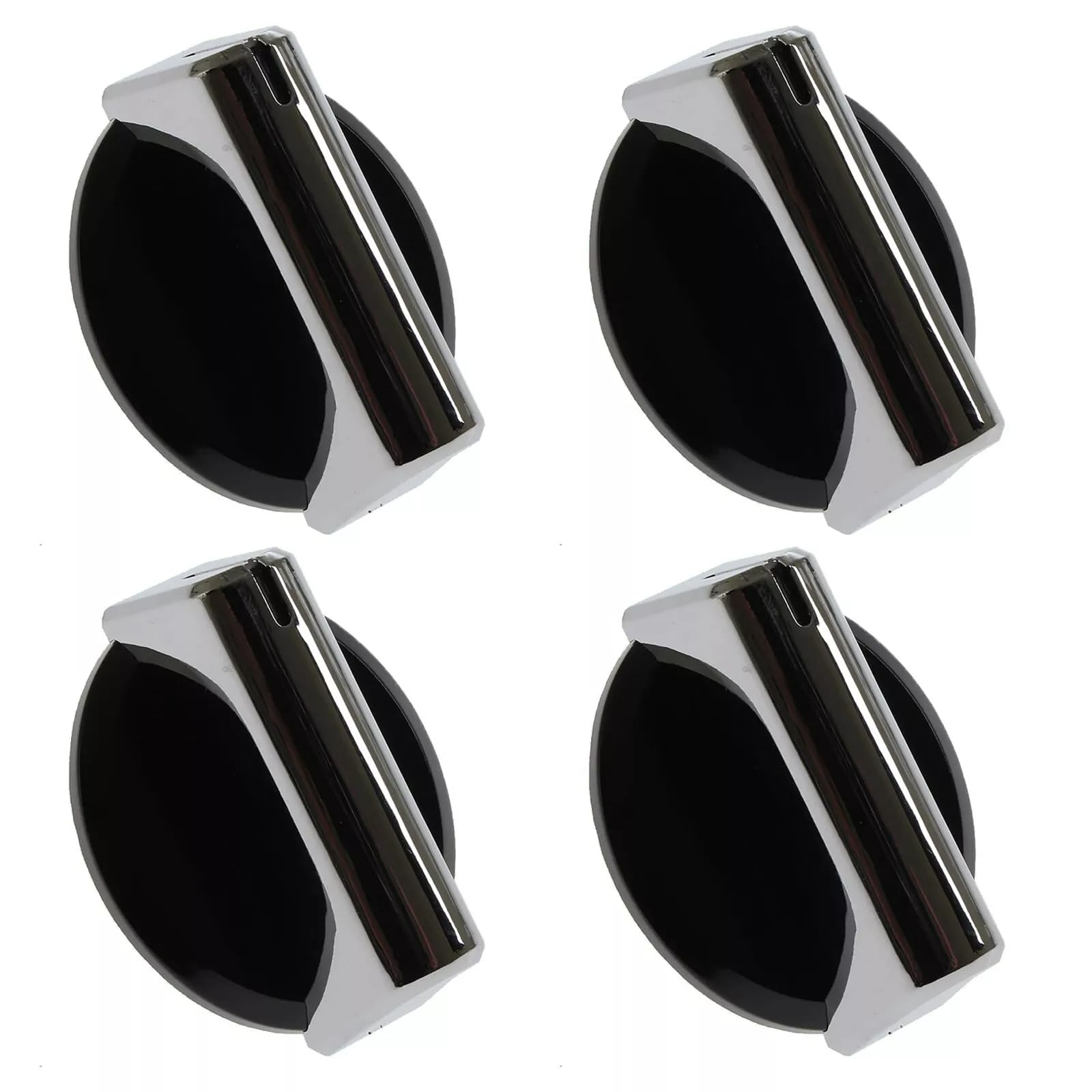 Masterpart Black/Silver Pack Of 4 Cooker Hob Control Knobs & Rotary Dial To Fit Caple, Baumatic Cookers & Ovens