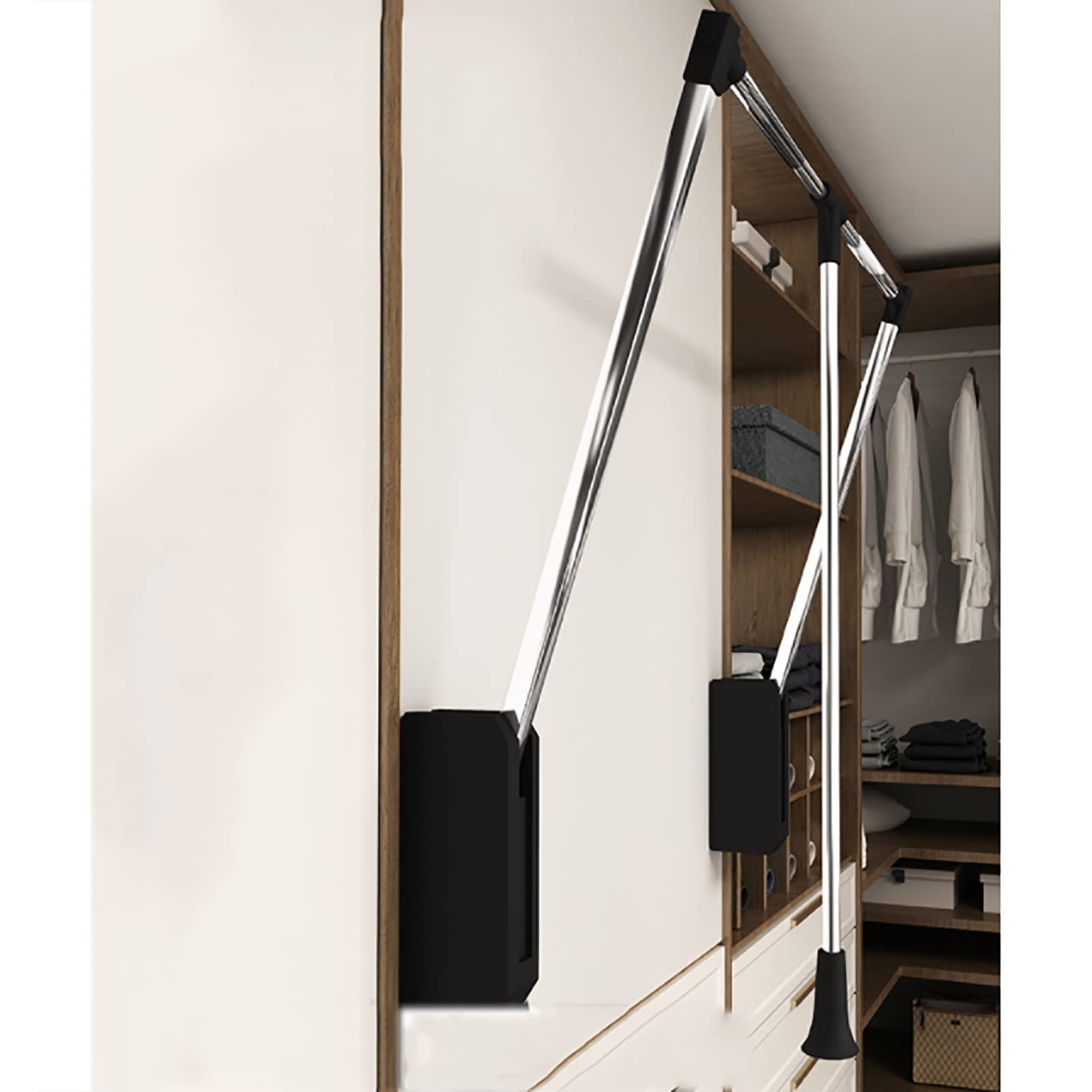 Tringle de penderie télescopique chromée 660-890 mm avec fixations
