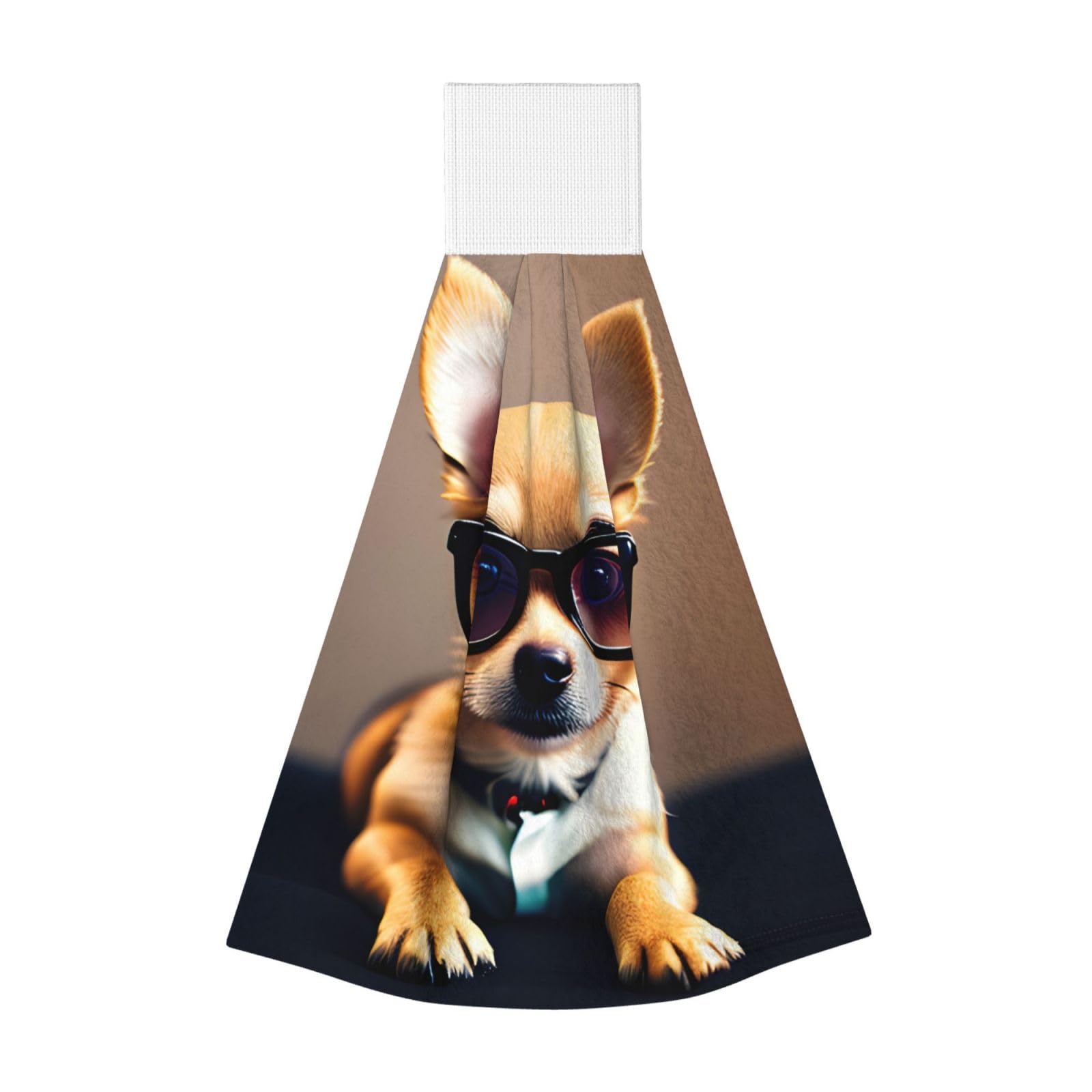 DUWAA Chihuahua Dog Glasses 1 Print Hanging Hand Towel Quick Dry Bathroom Towel Soft Kitchen Towel