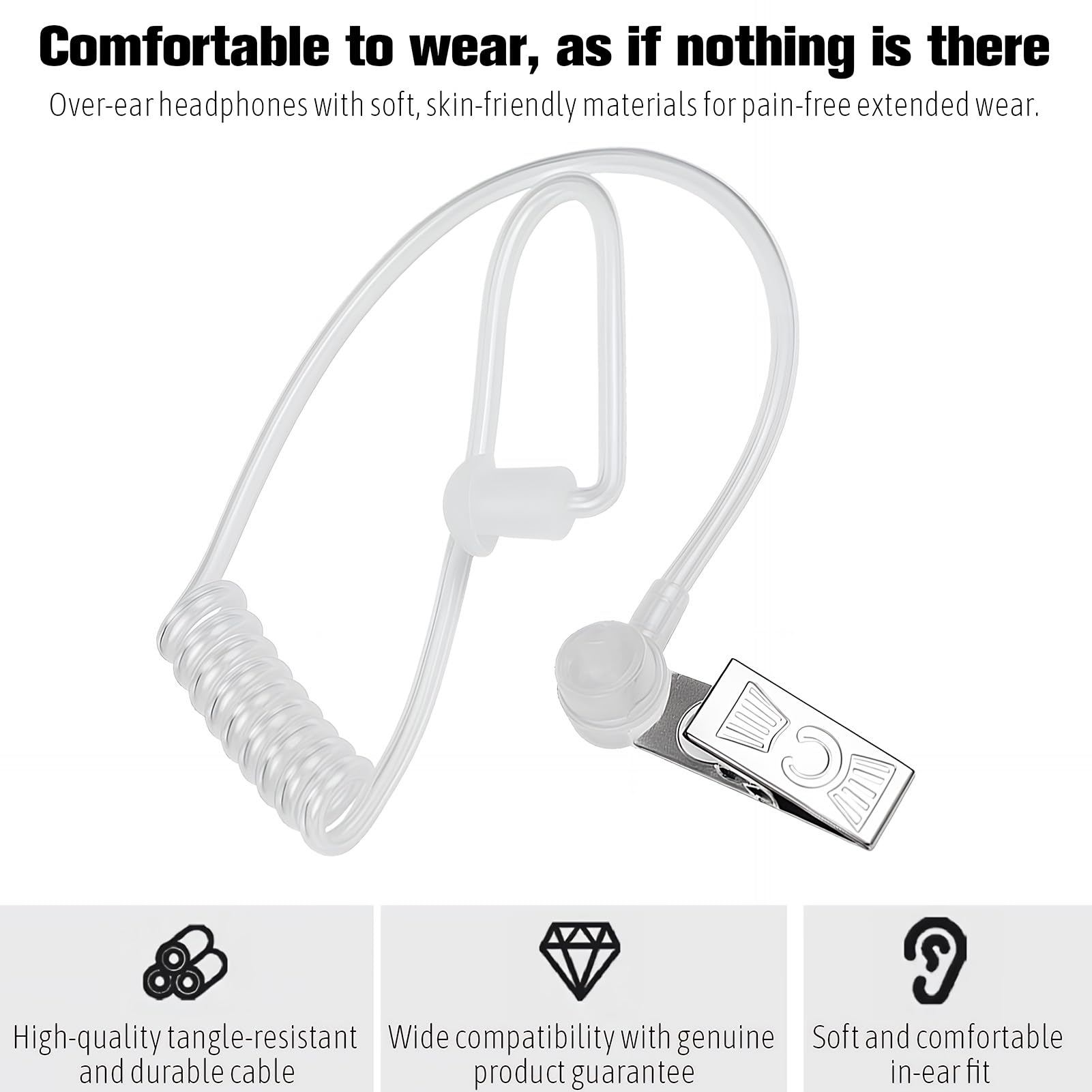 1 PCS Auricolari Walkie Talkie Con Microfono Con Pulsante Ptt, Cuffie Sicurezza Acustiche Invisibili per Radio Bidirezionali, Compatibili Con Radio Ricetrasmittenti, Ideali per Ambienti Rumorosi