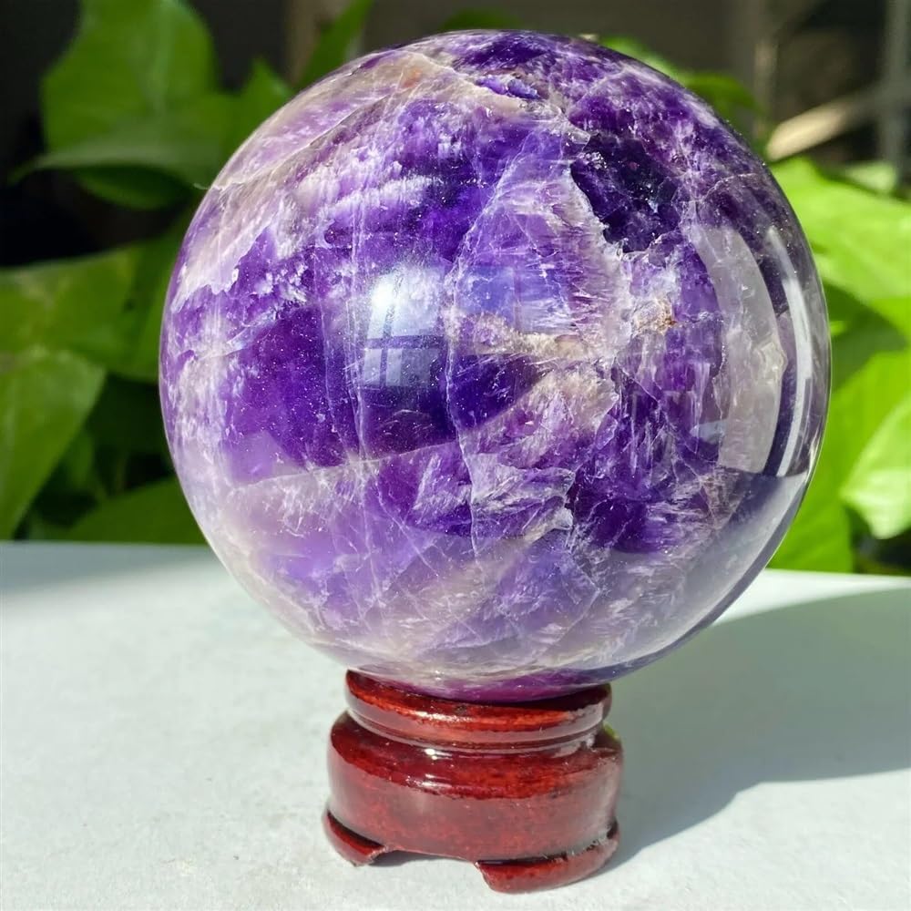 KCDFDVJFBM Decorative Ornaments Amethyst Ball Souvenirs Polished Sphere Room Decor Crystal Crafts (Size : 1300-1400g)