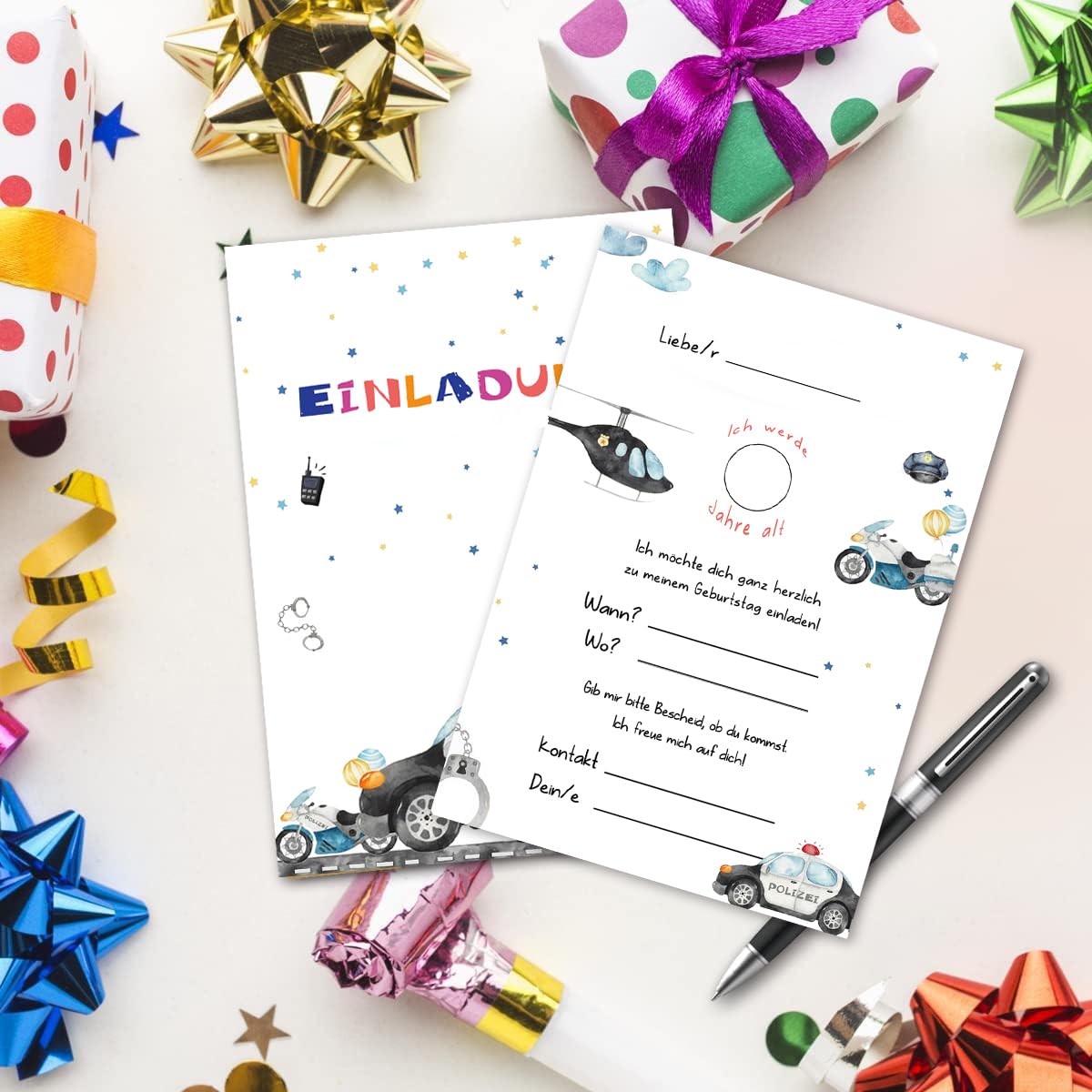 12 Biglietti Di Invito, Incl. 12 Buste Per Il 5° Compleanno Dei