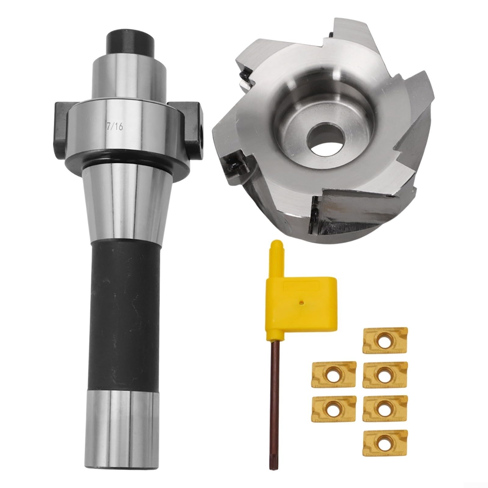 400R 80mm CNC Face End Mill CNC Cutter with R8 FMB27 Arbor, 6Pcs APMT1604 Carbide Inserts and T15 Wrench