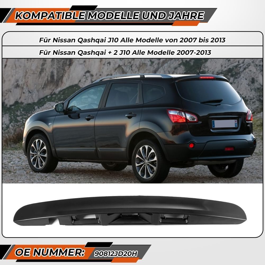 Heckklappen-Kofferraum-Griff, Heckklappe Leiste Heckklappen Griffleiste Kompatibel mit Nissan Qashqai J10 JJ10 2007-2013 90812JD20H