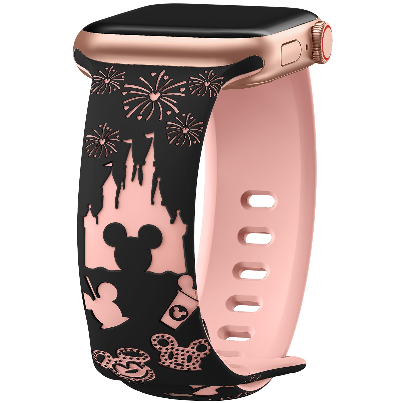Cartoon 3D Embossed Band Compatible with Apple Watch Bands 40mm 38mm 44mm 45mm 41mm 42mm 49mm Women, Two-Tone Soft Silicone Sport Strap for iWatch