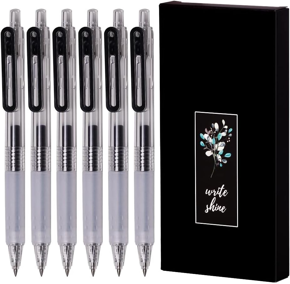 - Ultra Fine Point Pens 0.38mm Retractable Gel Pens for Journaling, Planner, Note Taking, Quick Dry Black Ink, Refillable, 6 Count