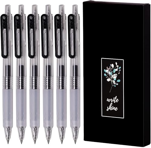 OBE WISEUS Bolígrafos retráctiles, punta extrafina de 0.020 in, bolígrafo de escritura de gel, secado rápido, sin manchas, tinta negra para