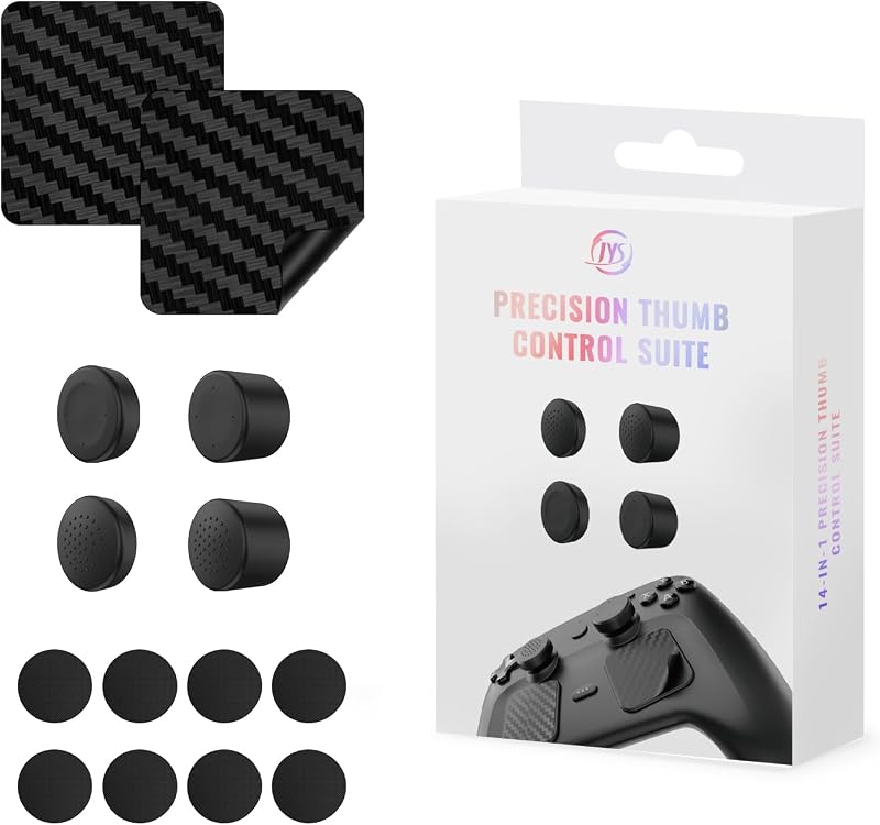 JDDWIN 14-in-1 Thumb Control Accessories for Steam Controller 2, Ergonomic Thumb Grips, Touchpad Stickers & Back Button Silicone Pads, Enhanced Gaming Grip & Comfort, Anti-Slip, Multi-Height