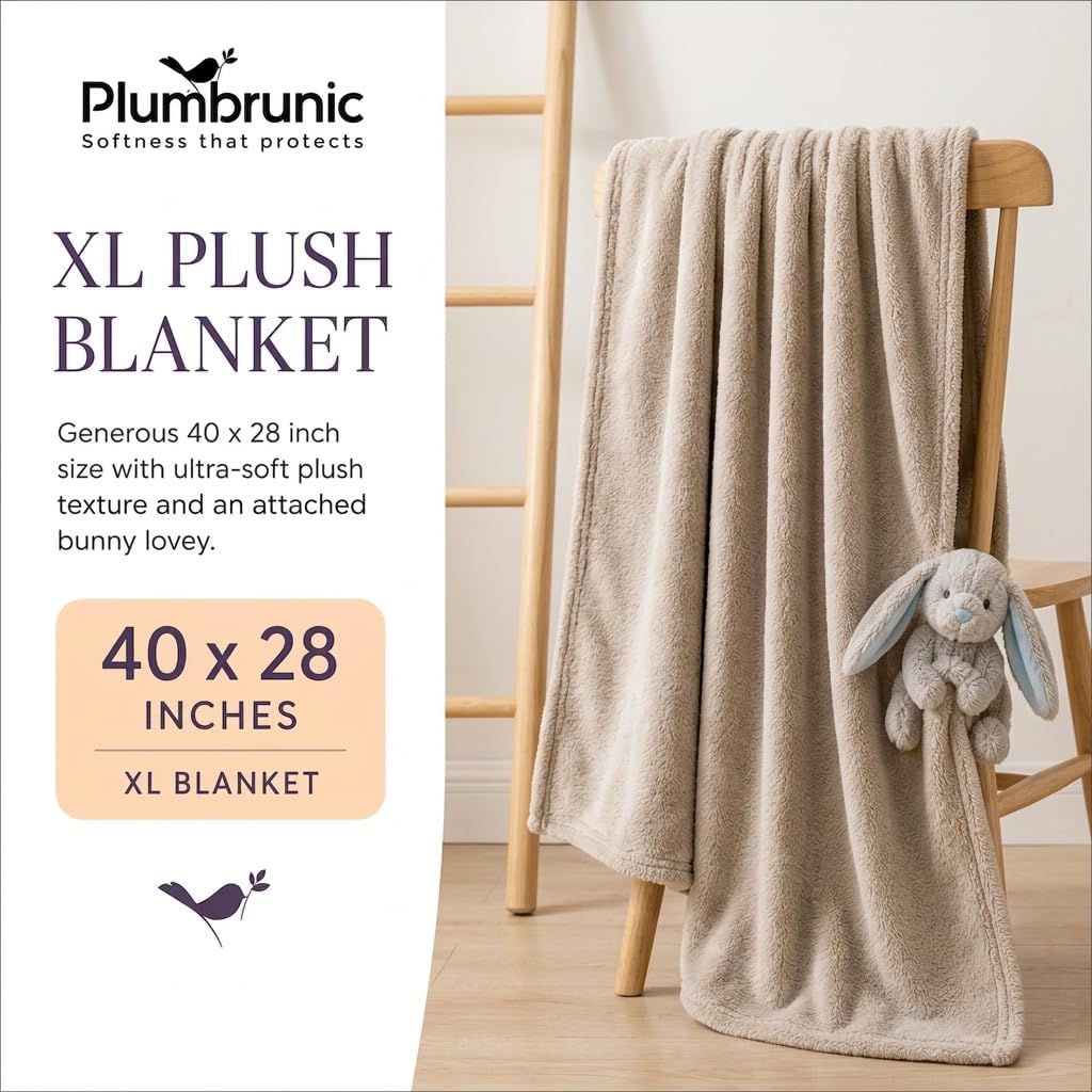 Blanket with Stuffed Animal Bunny Lovey XL 40 x 28 - Keepsake Gift Box image 3