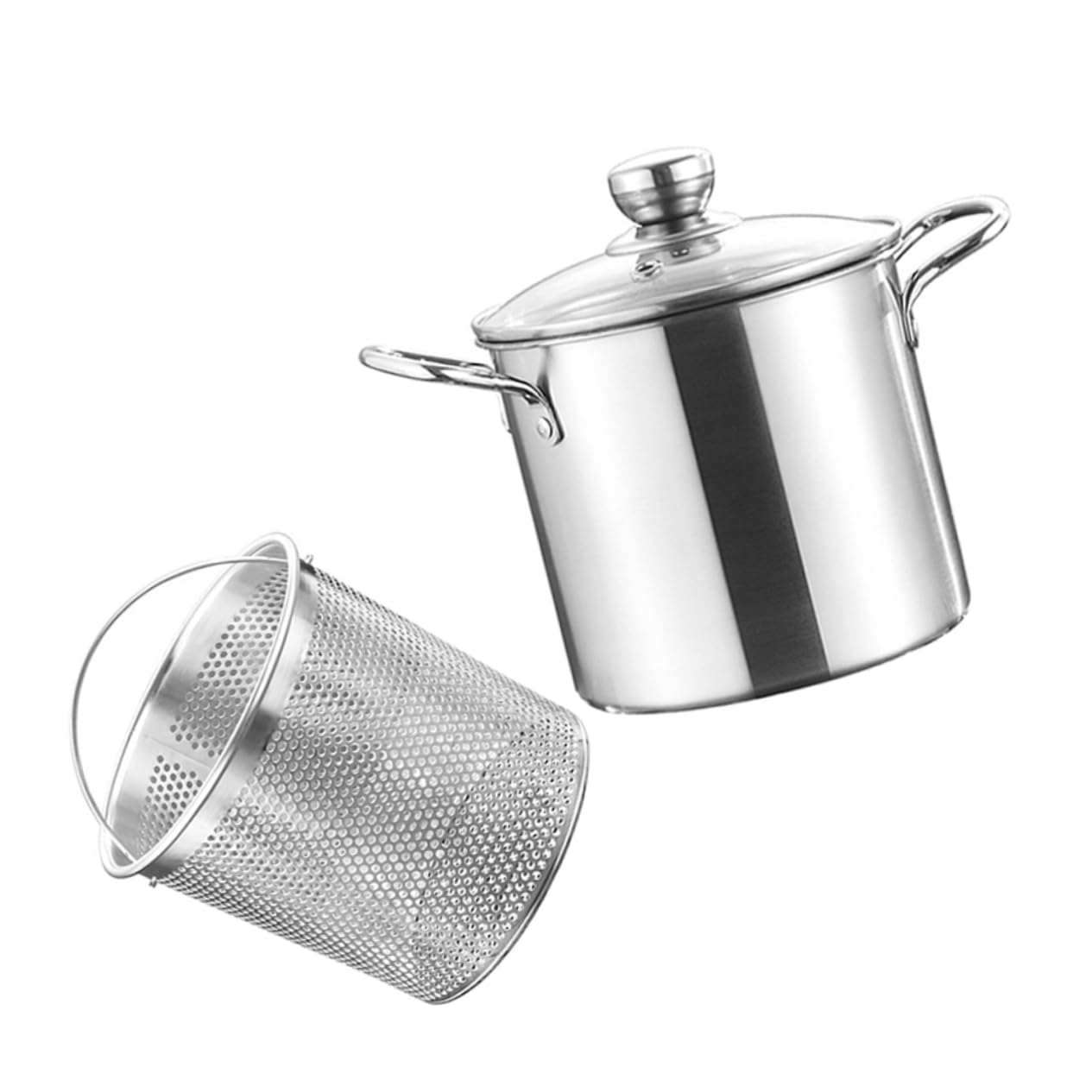 TOPPERFUN Deep Fryer Pot Basket 304 Stainless Steel Frying Pot Frying Basket Handle Food
