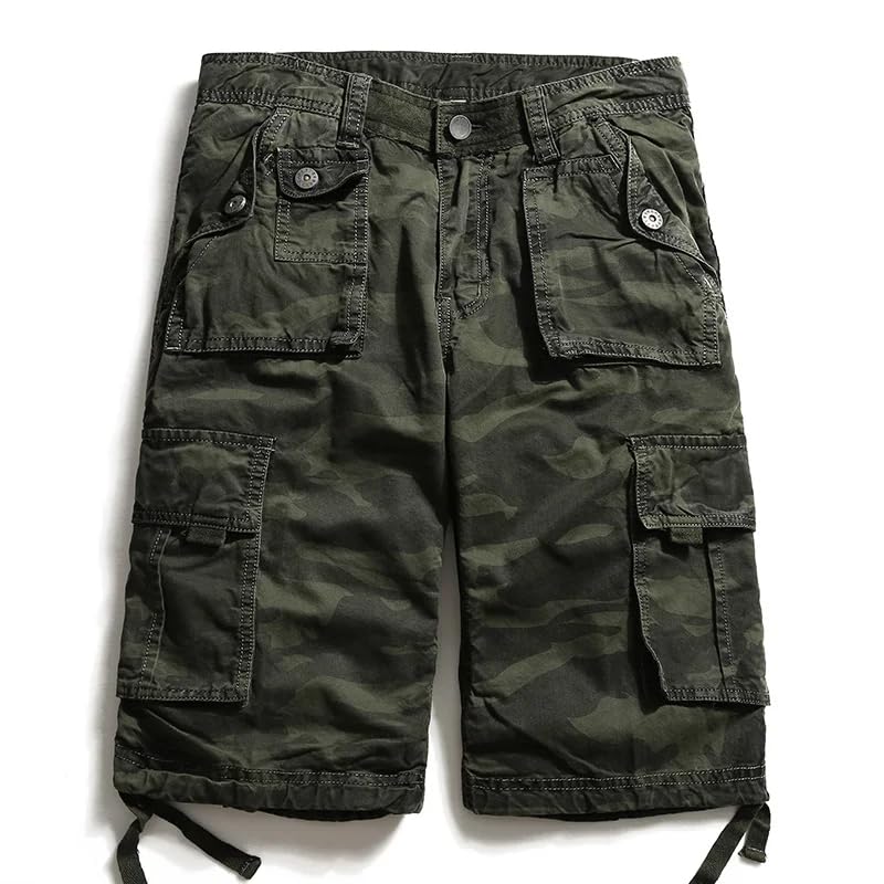 Short cargo homme en coton WOLONG décontracté à multi-poches