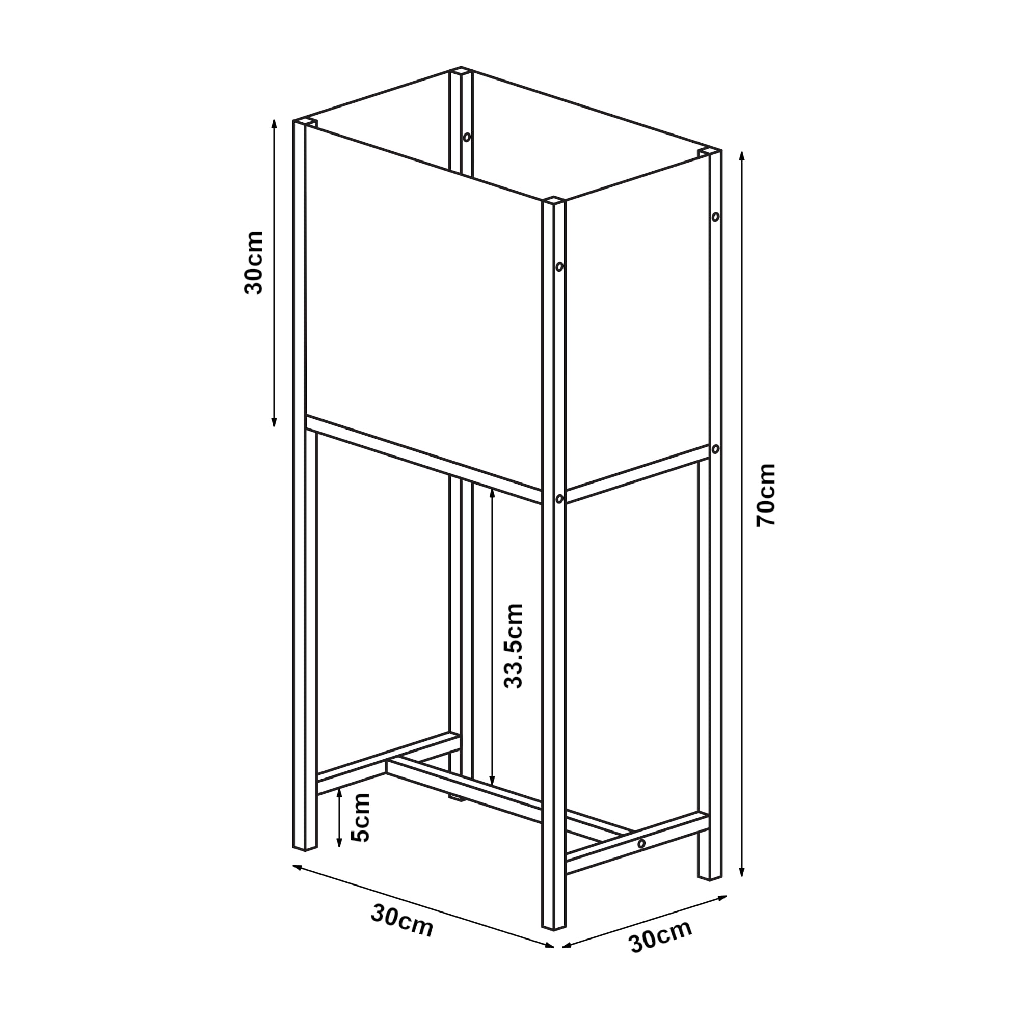 [en.casa] Blumenständer Porsgrunn Pflanzenständer mit Blumenkasten 70 x 30 x 30 cm Metall Schwarz Blumentopf mit Ständer