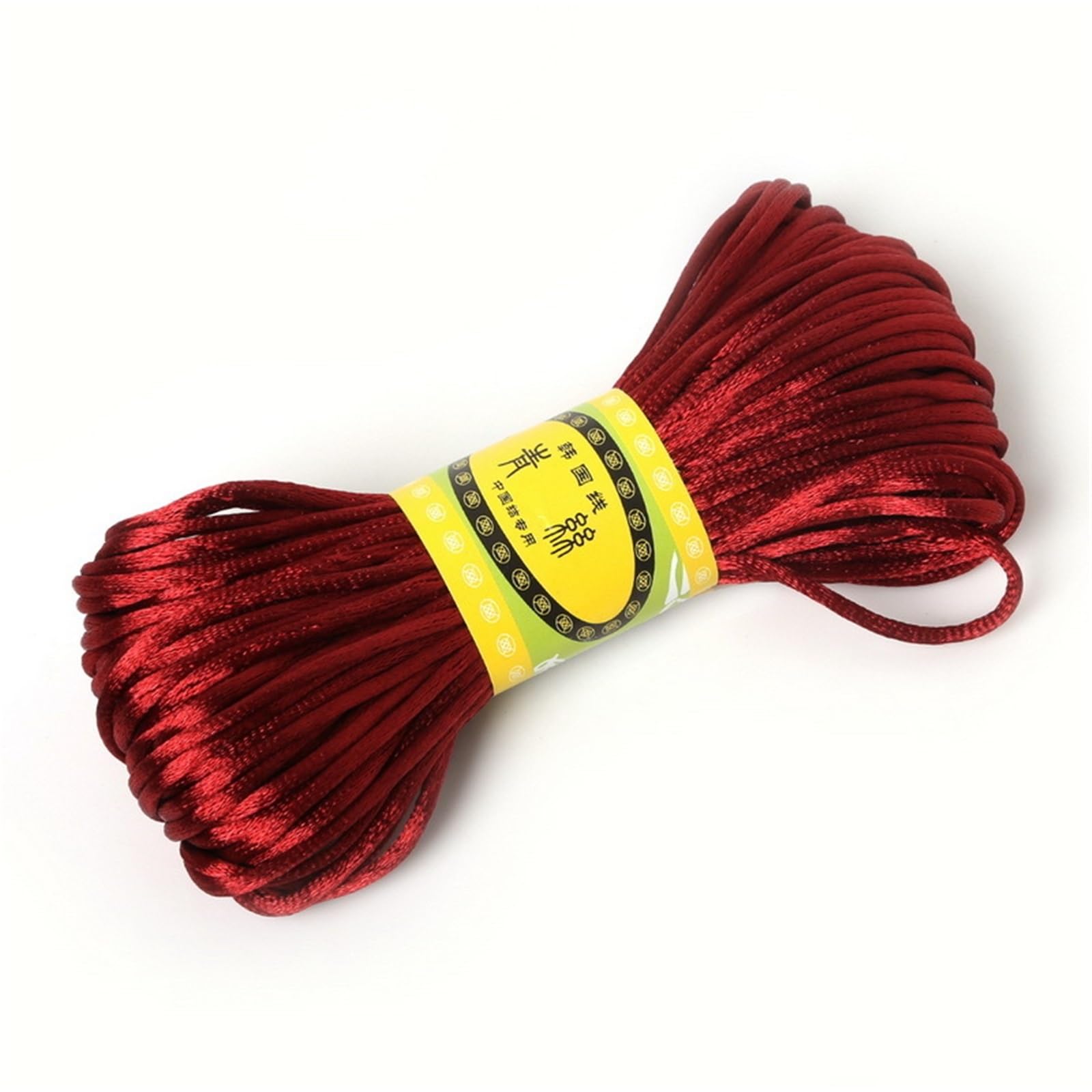 Nylon Cord Thread 10pcs 2.5mm 20Meters Soft Satin Rattail Silk Nylon Macrame Cord Kumihimo String for Making Bracelet, Necklace, Chinese Knot(Burgundy)