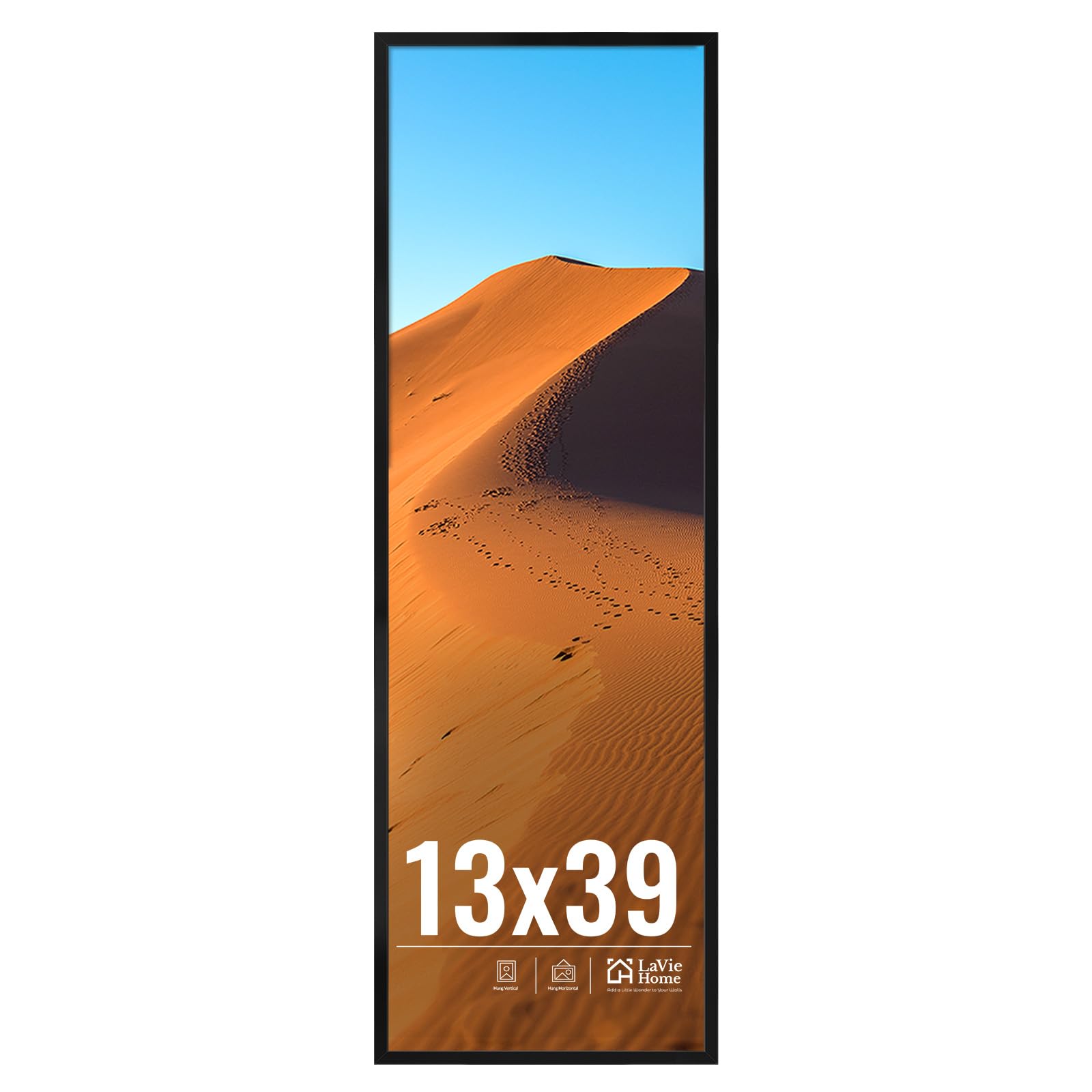 Photo 1 of ***FRAME W ACRYLIC GLASS COVERING*** LaVie Home 13x39 Picture Frame for Wall Display, 13x39 Black Picture Frame with HD Plexiglas, 13 x 39 Frame 1 Pack, Display Frame for Vertical or Horizontal, Classic Collection