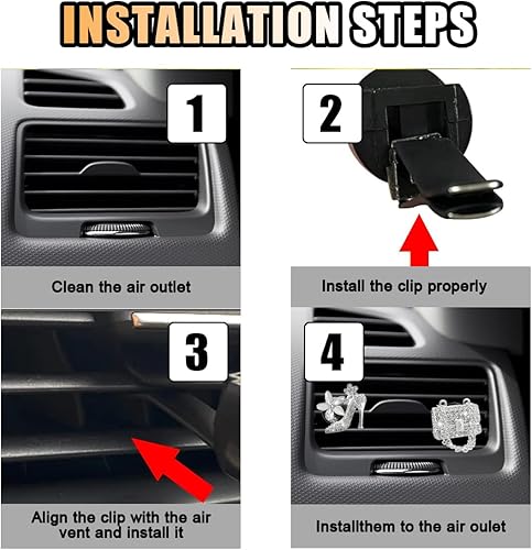 Miniatura 6 de 2 clips de ventilación de coche con diamantes de cristal, tacones y bolsas, clip de ventilación de coche de cristal, difusor de ambientación para el