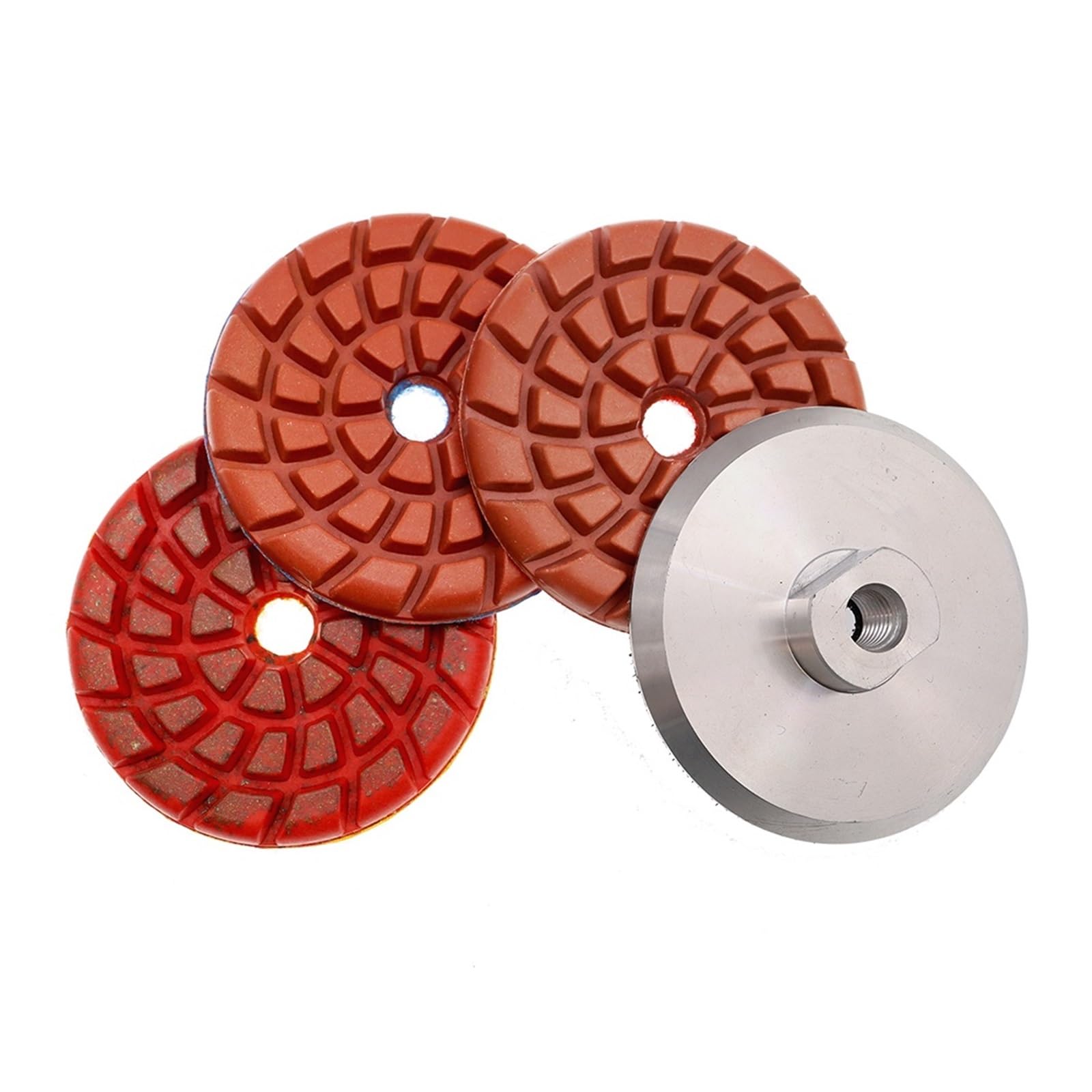 4 unids/Set Almohadilla de Pulido de Diamantes de 4 Pulgadas 3 Pasos Almohadillas de Pulido de Enlace de Cobre renovadas for Suelo de hormigón de mármol de Granito cuicui(Combon B)