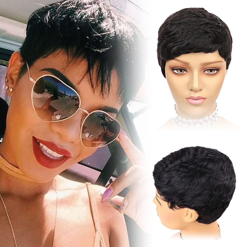 ANTHOREY Pixie Cut Wigs for Black Women Pixie Cut Human