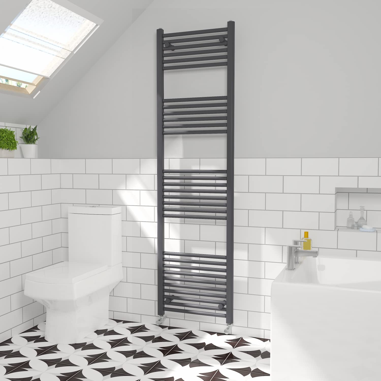 NRG Straight Central Heating Towel Rail Home Radiator Anthracite 1800×500mm