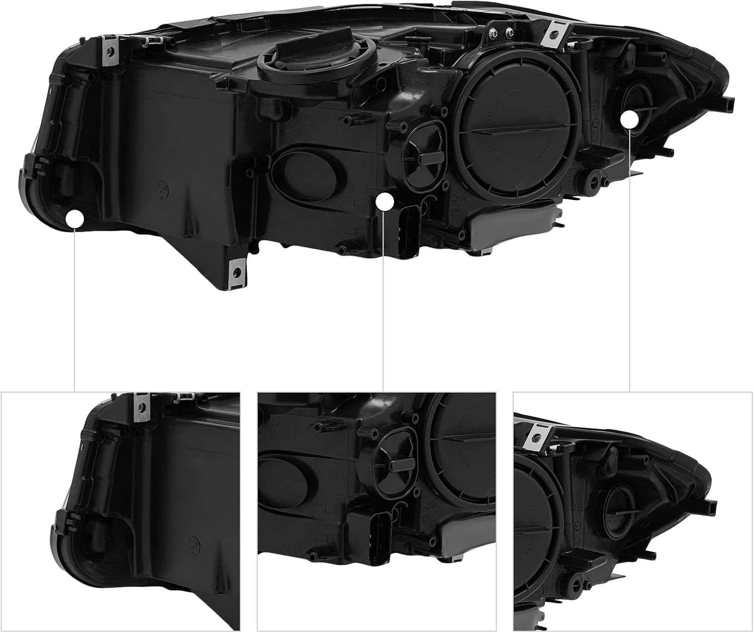 Front Halogen Headlights Assembly Right Side for 2011-2013 BMW 5-Series 528i NON-xDrive Models w/LED DRL Passenger Head Lights Direct Replacement Headlamps Assy Set