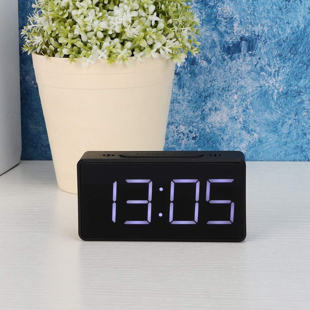 Budzik nocny LED, zegar elektroniczny z alarmem, duży wyświetlacz, zasilanie USB/AAA, idealny do domu i biura, czarny
