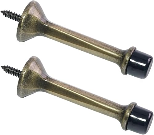 Miniatura 10 de Midofar Hardware - Paquete de 2 topes rígidos de 3 pulgadas, color blanco con punta de goma suave, protector de pared y puerta de metal de zinc,