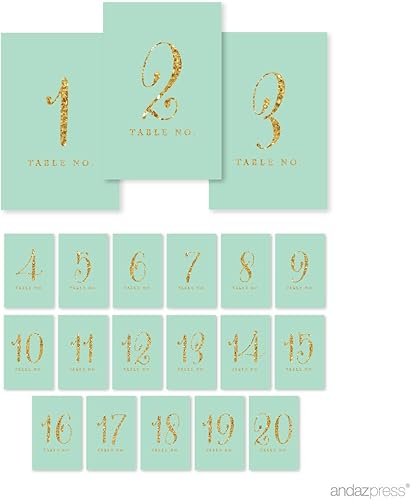 Miniatura 14 de Números de mesa Andaz Press de color dorado brillante DORADO TINTA 1 DE 20