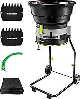 DEKOPRO 15-Amp Electric Leaf Mulcher Shredder - 8200 RPM, 17:1 Ratio, Adjustable Dial, Blade-Free with Scoops, Bag & 20 Lines