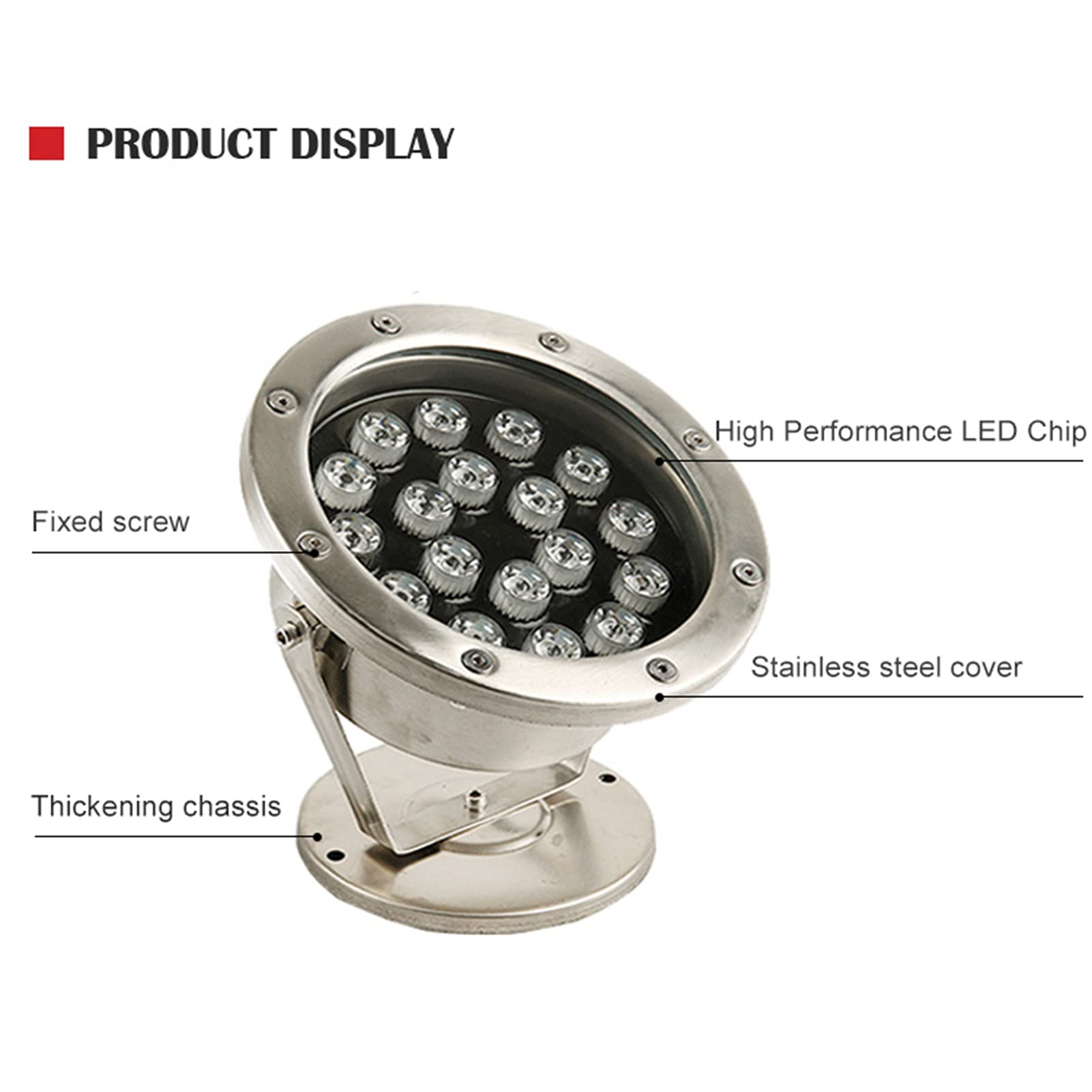 Lampada subacquea a LED da 9 W IP68 Lampada da stagno impermeabile a bassa tensione, Luce della fontana con regolazione dell'angolo flessibile(Green,12V)