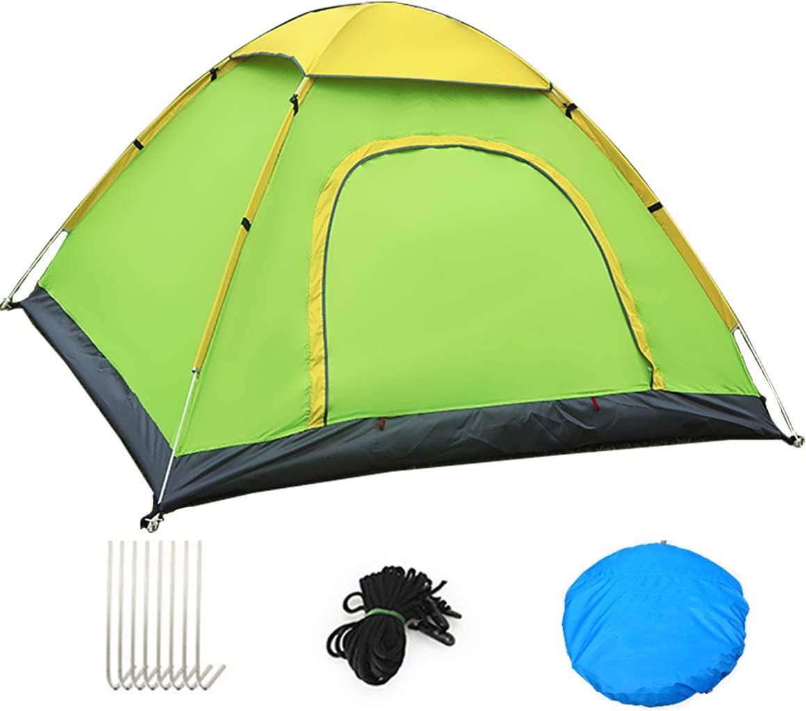 Beach Tent, Pop Up Tents for Double/3 to 4 Person Automatic Opening Double Layer Tent,Rainproof and Sunproof Portable Beach Camping Tent,Green,3 to4 People