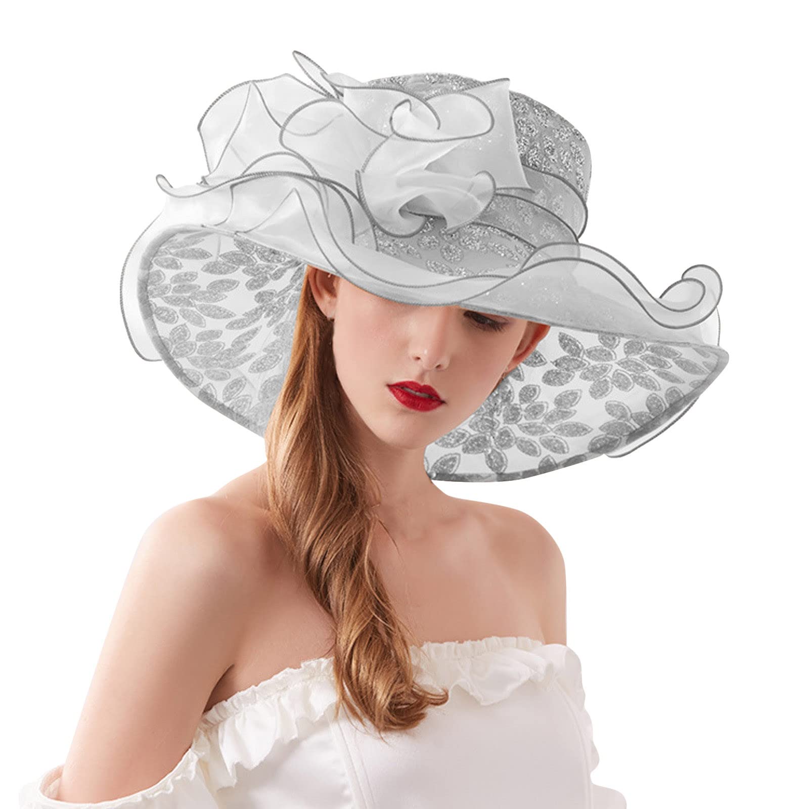 Bibi élégant pour femme - Chapeau de mariée - Chapeau de mariée - En maille - Avec fleurs et plumes - Style vintage années 1920 et 1950