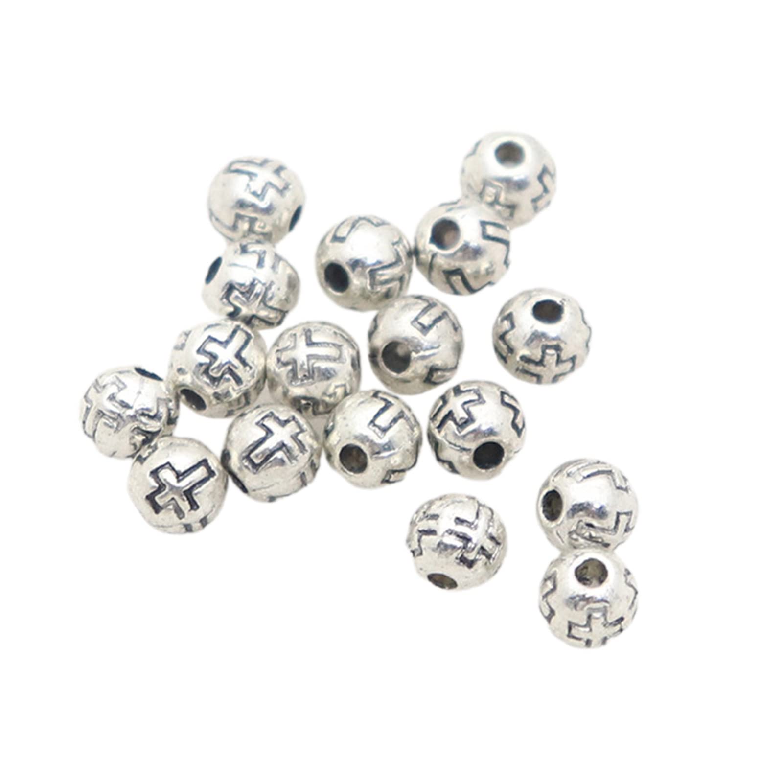 Kalttoy Crucifix Round Beads Carved with Crucifix Pattern Suitable for, Prayer Necklace Bracelets Making Decorations Beads