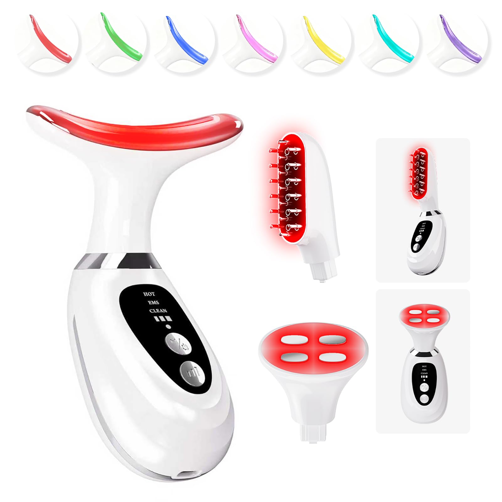 New Red-Light-Therapy-for-Face and Neck-Eye-Head Massager 7 Colors Skin Rejuvenation Lifting Facial Massager for Toning Glow Boost Wrinkle for